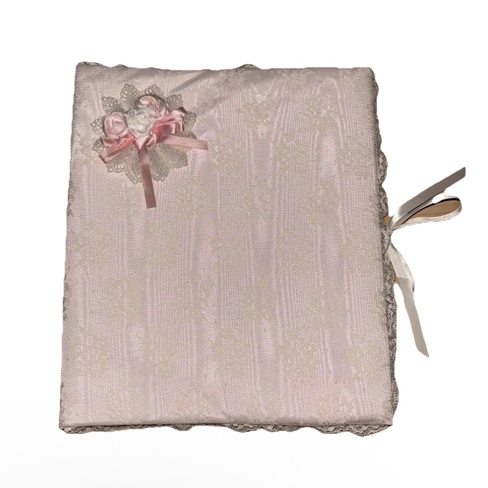 Vntg Handmade Pink Lace Magnetic Photo Album Scrapbook Memory Coquette Feminine